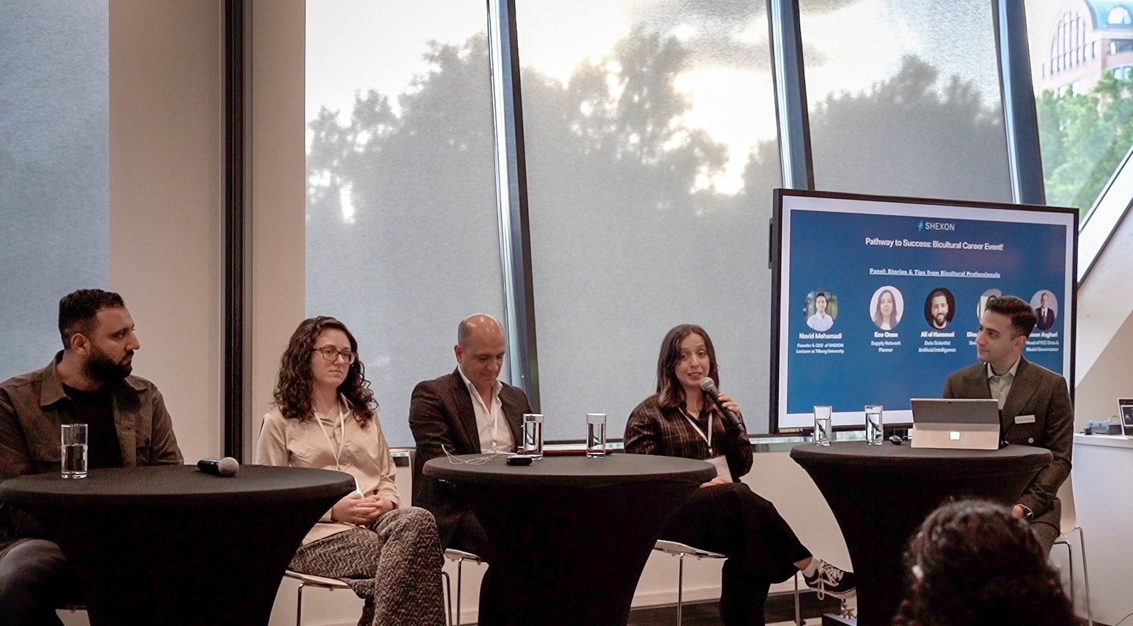 Panel of bicultural professionals at a SHEXON career event in Eindhoven